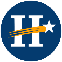 Hedrick for Garland Mayor 2025 Blue Shooting Star H logo